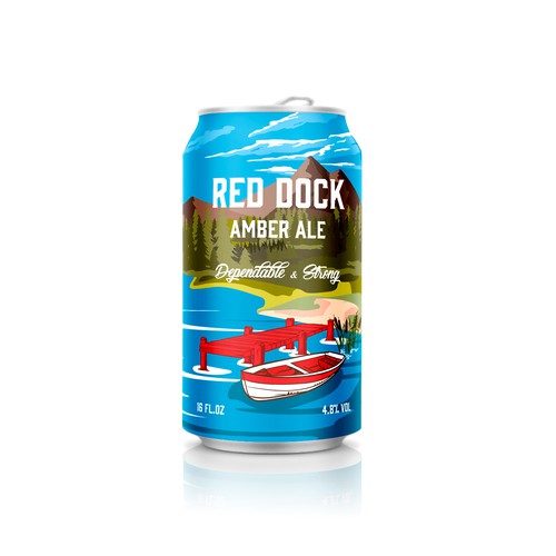Can label with the title 'Red Dock Amber Ale Label Design'