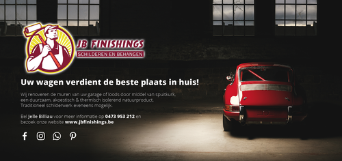 Porsche design with the title 'Uw wagen verdient de beste plaats in huis!'