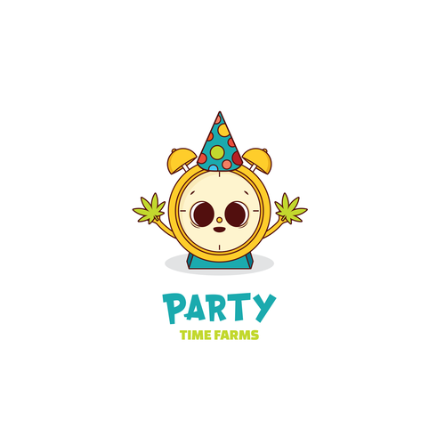 Clock design with the title 'Party time farms '