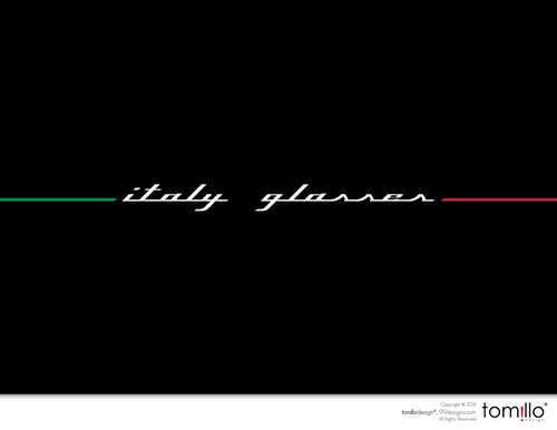 Red and green design with the title 'Create a great logo for Italy Glasses'