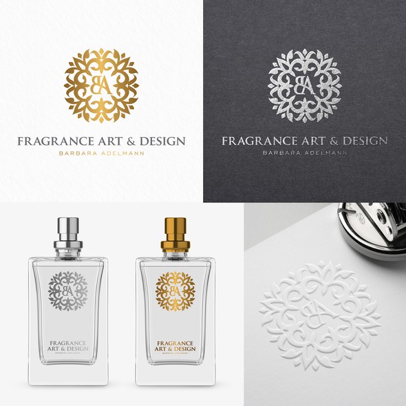 Perfume logo with the title 'Fragrance art & design'
