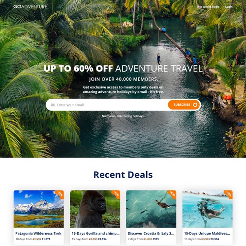 Hotel website with the title 'Go Adventure'