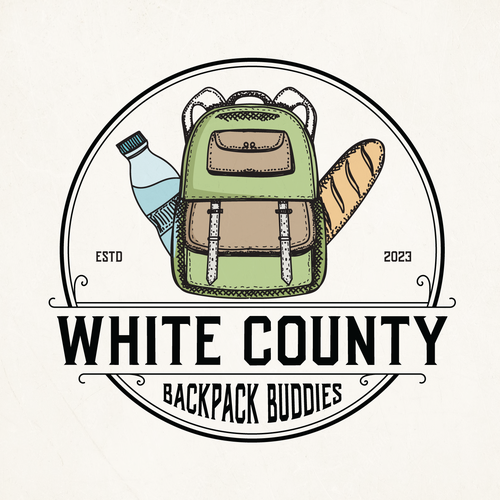 Backpack design with the title 'Logo design for White County Backpack Buddies'