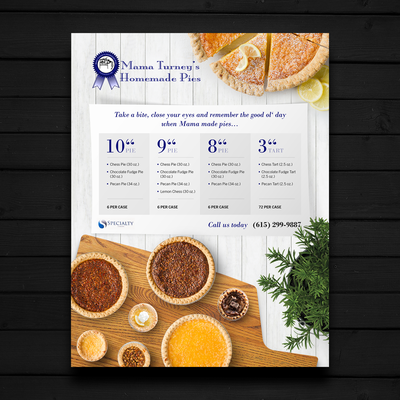 Flyer for Mama Turney's Homemade Pies