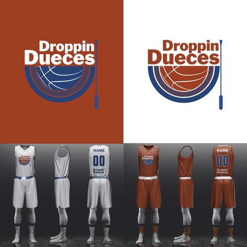 Toilet design with the title 'Droppin' Dueces Basketball club'