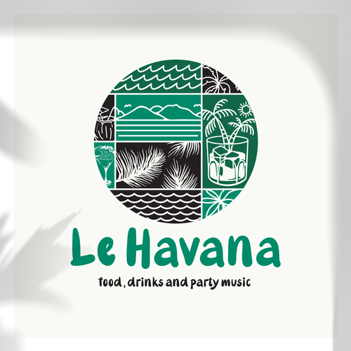Beach bar logo with the title 'Le Havana Cuban Bar'
