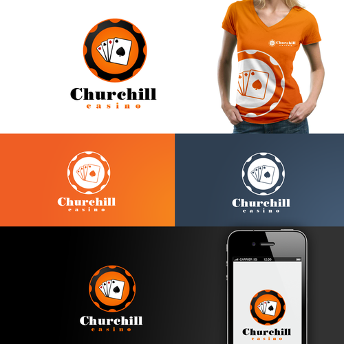 Poker chip logo with the title 'Churchill Casino '