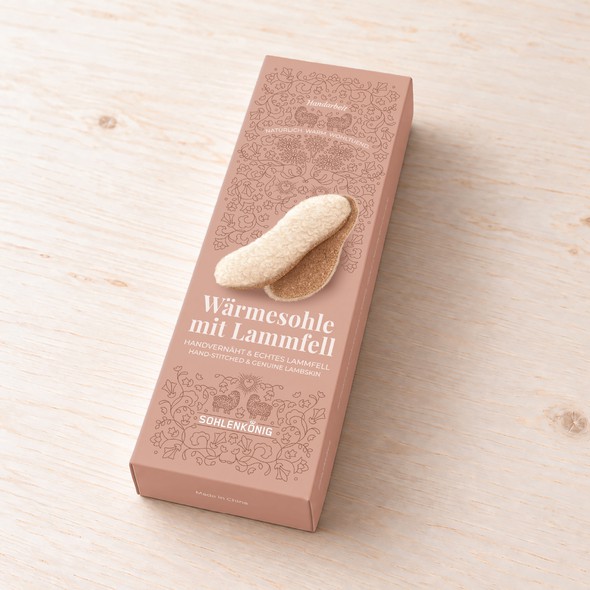 Packaging with the title 'Warming sole packaging design with custom product illustration'