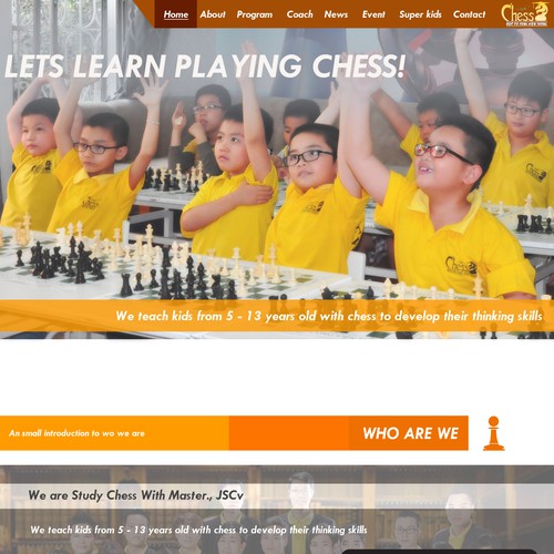 Orange website with the title 'One page website desing'