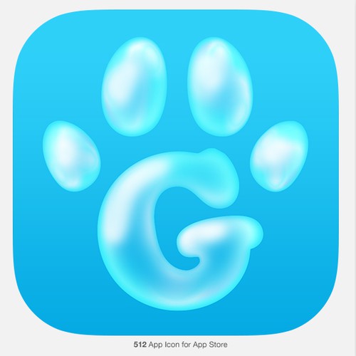 IOS 7 design with the title 'Create a fun icon for a an app-based mobile pet grooming service.'