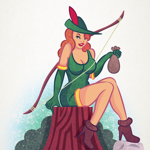 Girl illustration with the title 'Robin Hood'