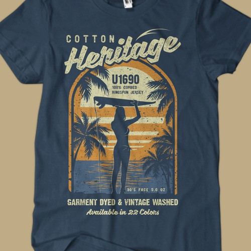 Surfing t-shirt with the title 'Cotton heritage'