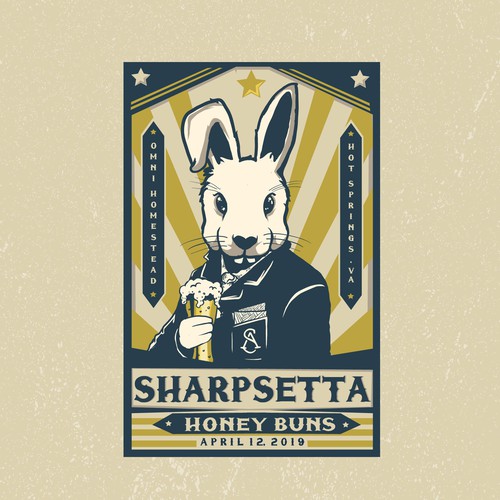Art Deco logo with the title 'Vintage beer Rabbit illustration'