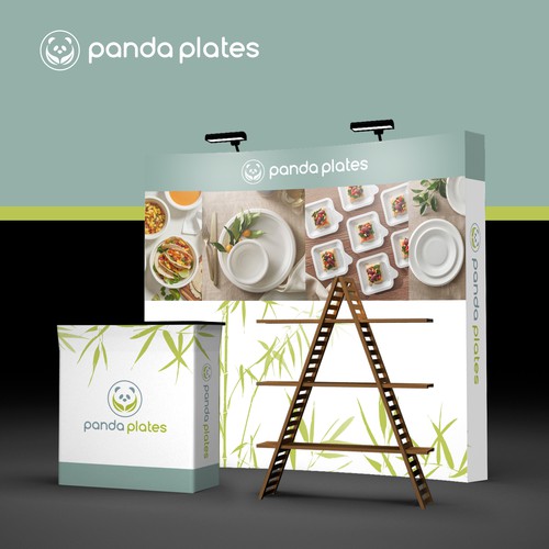 Backdrop design with the title 'Panda Plates Booth Design'