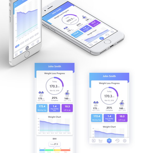 Tracker design with the title 'Weight tracker app'