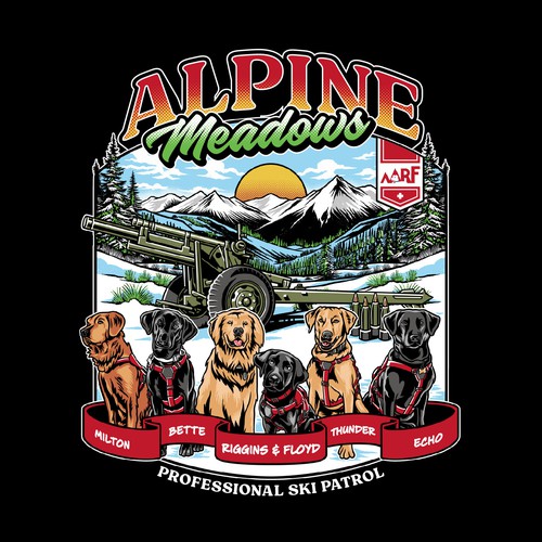 Alpine design with the title 'ALPINE MEADOW DOG PATROL'