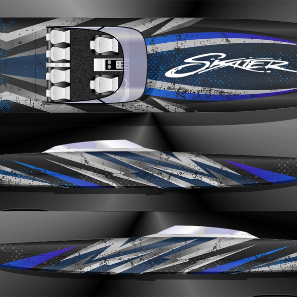 Skater design with the title 'SKATER RACE BOAT WRAP DESIGN'