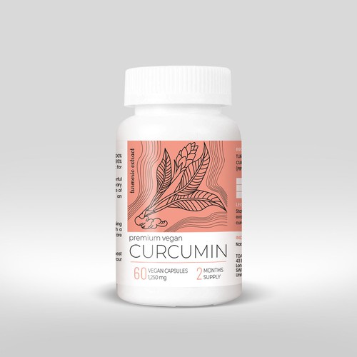 Vegan label with the title 'Curcumin Food Supplement Label'