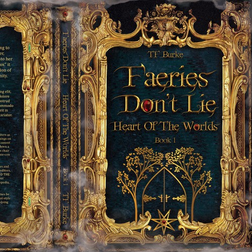 Golden book cover with the title 'Faeries Don't Lie Paperback Cover'