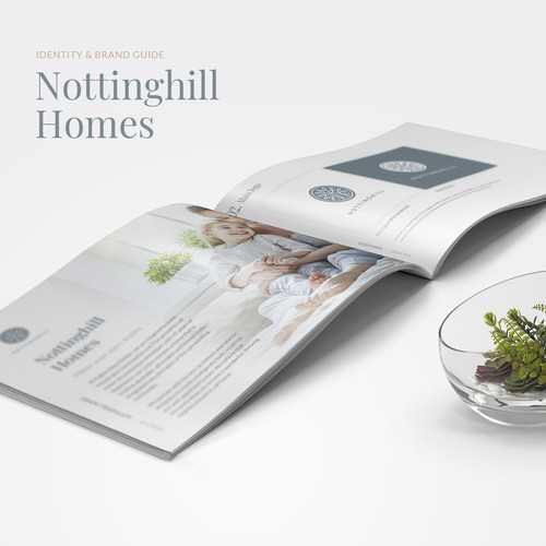 Real estate brand with the title 'NottingHill Homes Logo and Brand Guide'