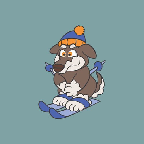 Skiing design with the title 'Dog mascot for a ski school for kids'