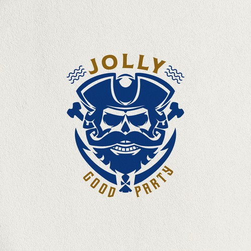 Skull and crossbones logo with the title 'Jolly Good Party'