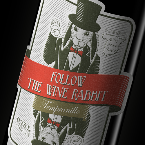 Vintage label with the title 'Wine label concept inspired by "Alice in Wonderland"'