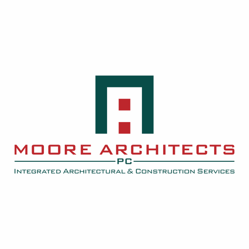Square logo with the title 'Moore Architects logo design'