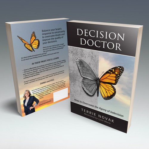 Dramatic design with the title 'Book cover winner for a book about making decisions'