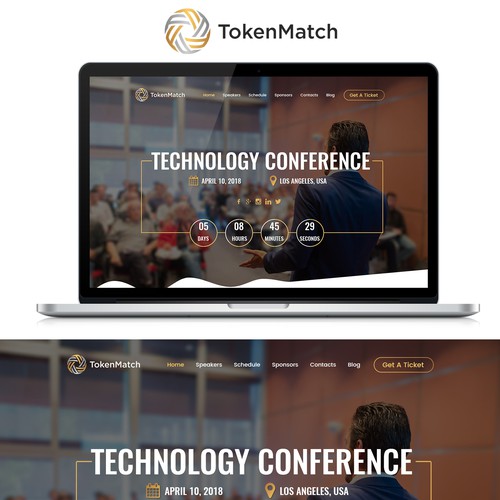 Crisp design with the title 'Blockchain conference website Homepage Design'