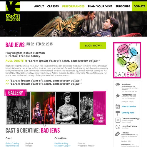 Art design with the title 'Creative Theater Website, Optimized for Conversion - Actor’s Express, Atlanta, GA'