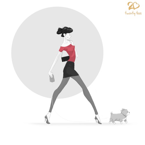 Pastel artwork with the title 'Illustration of Female Character for a T-shirt Brand'