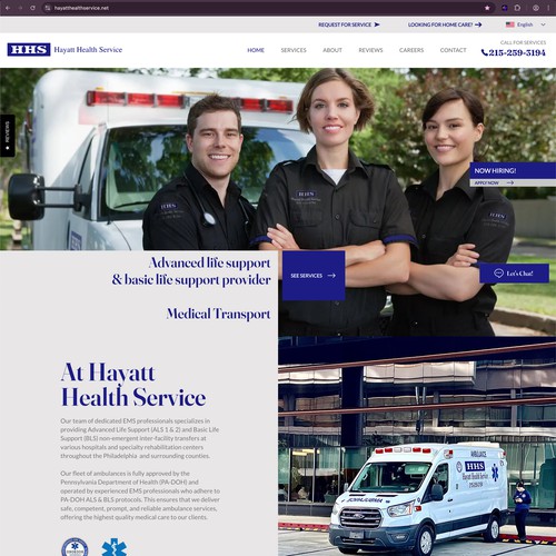 Healthcare design with the title 'Hayatt Wix Website'