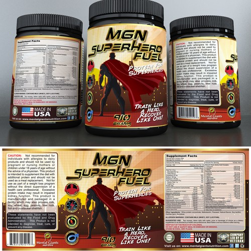 3D label with the title 'MGN label design'