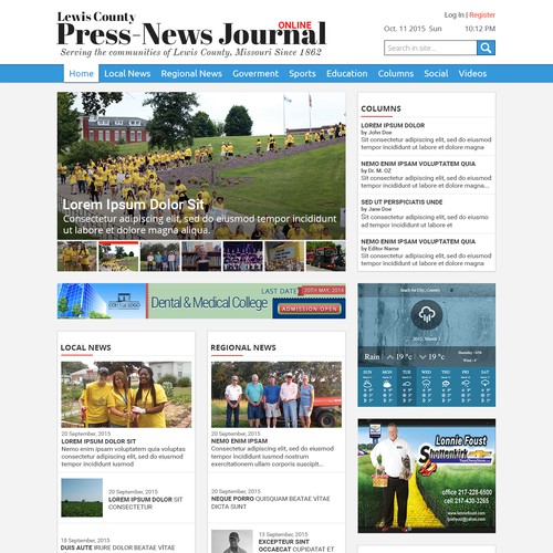 News website with the title 'Press News Journal Website Design'