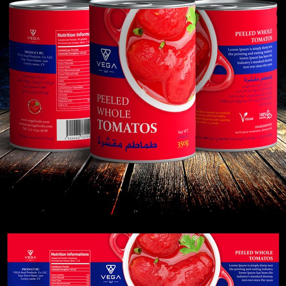 Modern retro design with the title 'Label design for canned food'