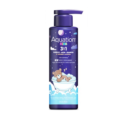 Shampoo packaging with the title 'Baby Bath 3in1 Bottle Label'