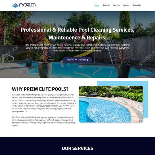 HTML website with the title 'design of cleaning service company'