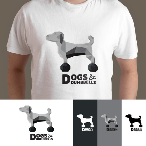 Weights logo with the title 'Clothing logo for Dogs & Dumbbells'