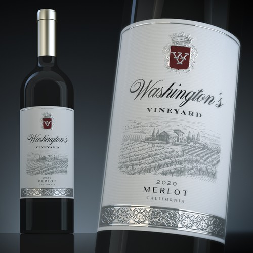 Classic packaging with the title 'Wine Label - Washington's Vineyards'