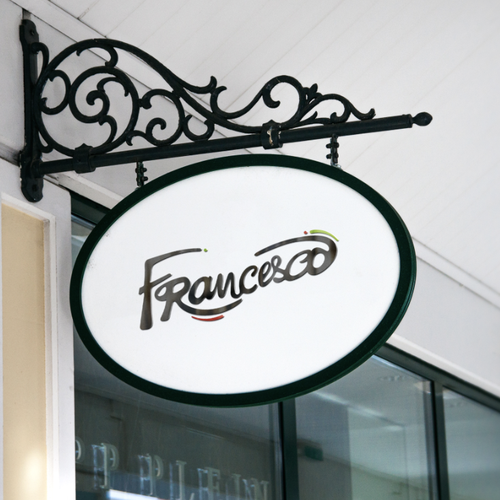 Italian cuisine logo with the title 'Francesco Rebranding'