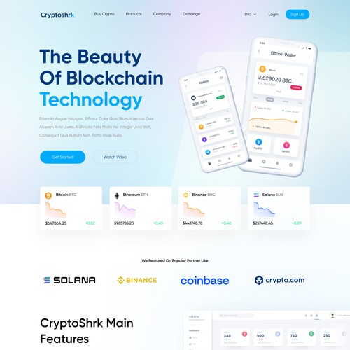 Crypto website with the title 'Cryptoshrk'