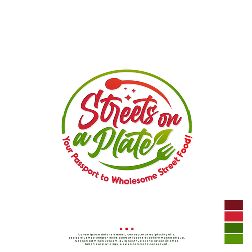 Vegetarian logo with the title 'Streets on a Plate Logo design'