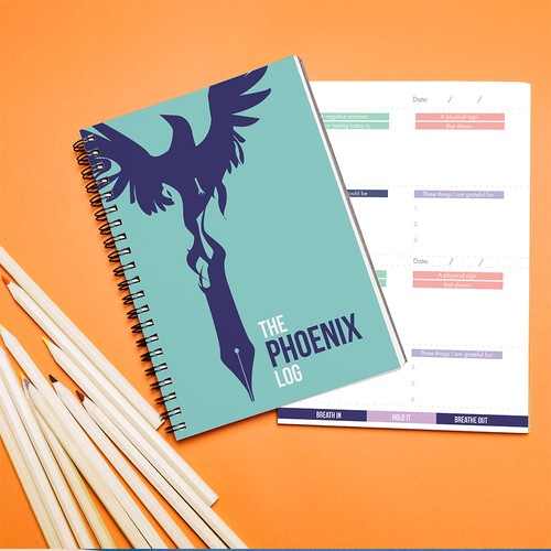 Journal design with the title 'The phoenix log: journal design'