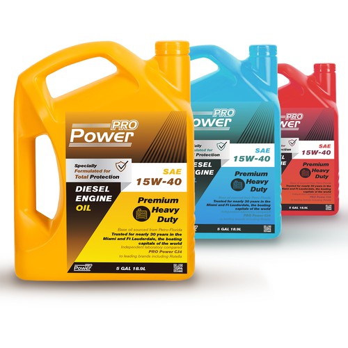 Engine design with the title 'Label , for heavy duty engine oil.'