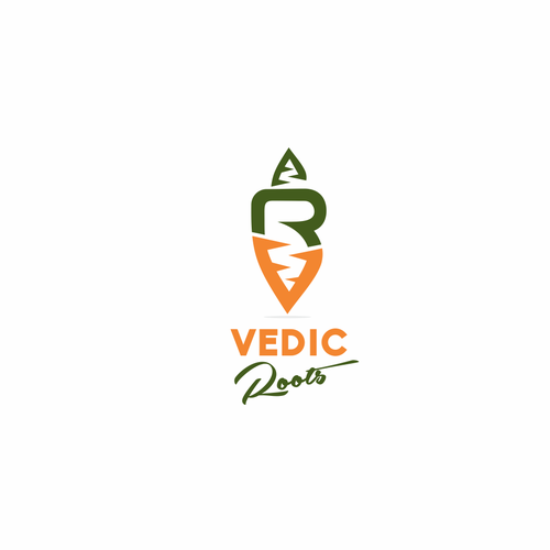 Green and orange logo with the title 'Vedic Roots'