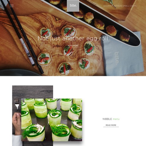 Eye-catching website with the title 'Web page design for bite. Food Company'