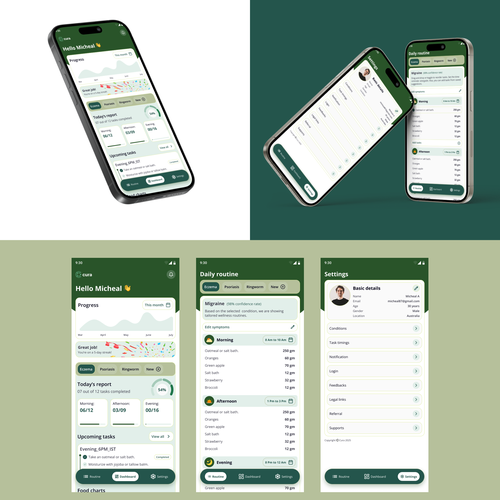 Prototype design with the title 'Monitor daily wellness app'