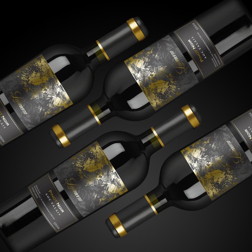 Wine bottle design with the title 'ART + WINE '