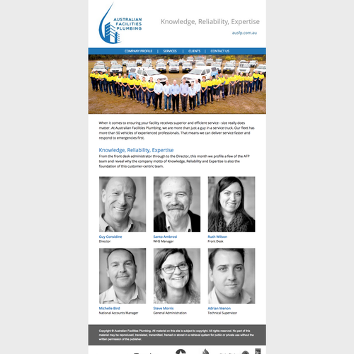 Newsletter design with the title 'Your creative flair is needed to give visual "oomph"  to enewsletter for facility management client'